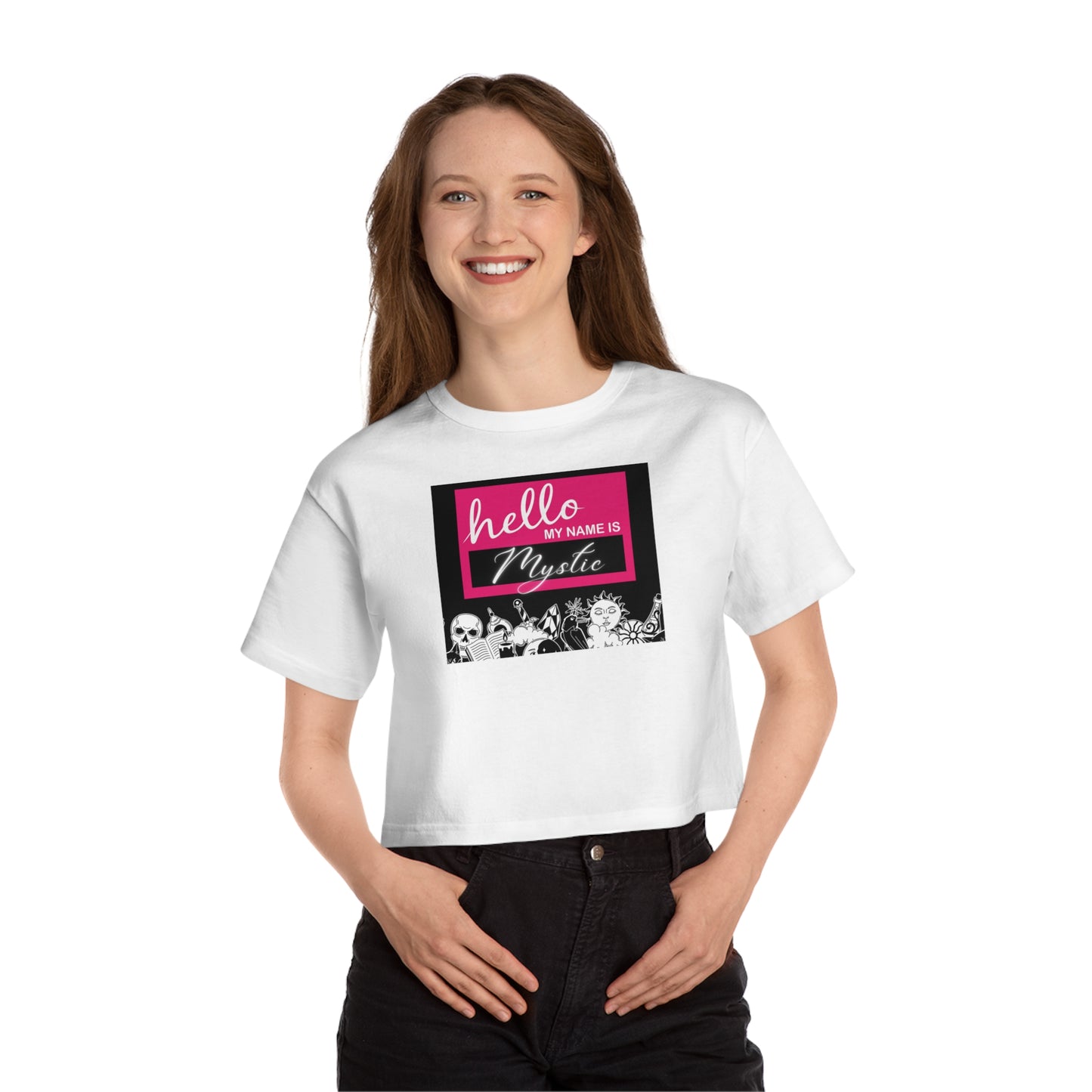 Hello, My Name Is Mystic | Premium Women’s Cropped Enchanted Cotton T-shirt for Inner Peace